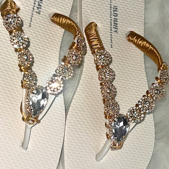 Crystal Beach Flip Flops/sandals, Rhinestone Bling Shoes Size 5 1/2- 6 Old Navy - Picture 13 of 15